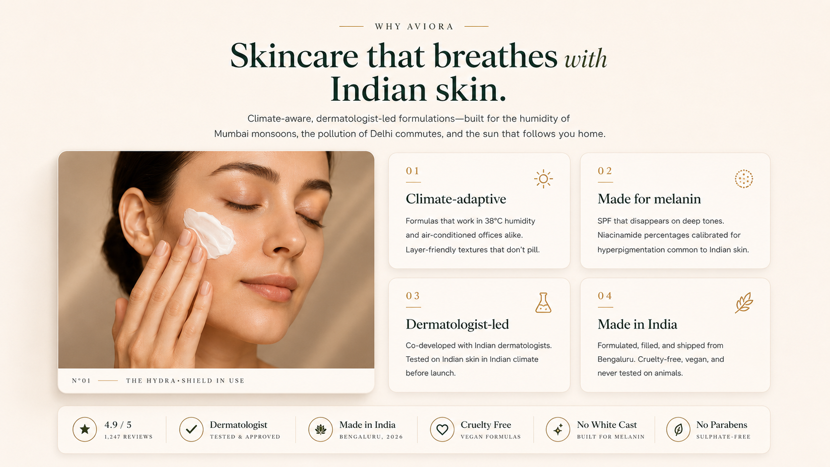 Aviora skincare made for Indian skin and climate